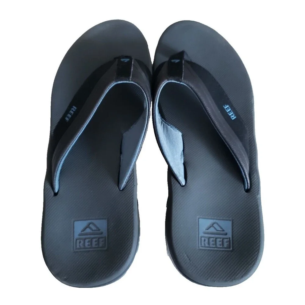 Men’s Reef Anchor Flip Flop Sandals Men's Size 10 Black Blue